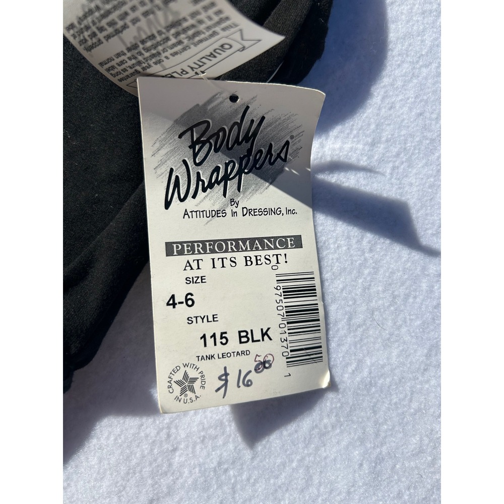 Body Wrappers Girls Black Tank Leotard Size 4-6 NWT Vintage Made USA - Picture 3 of 4